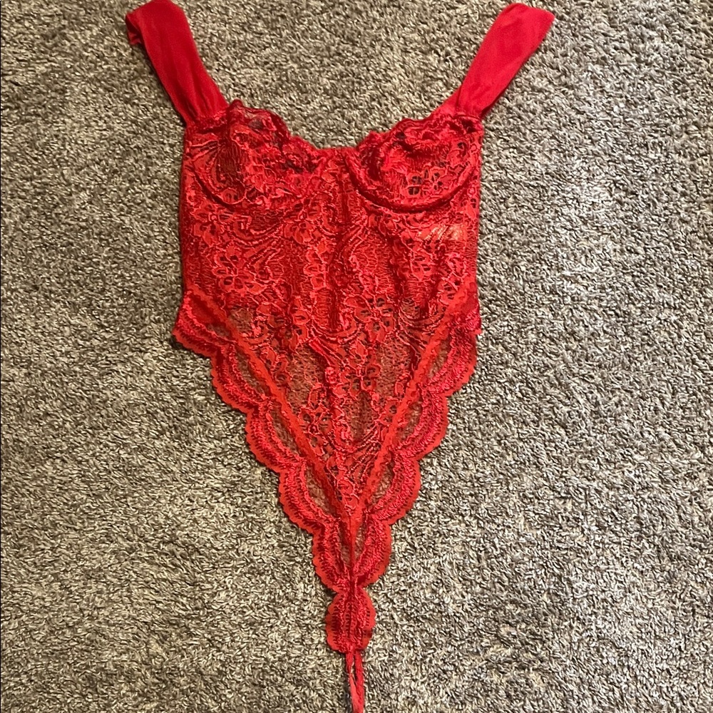 Victoria’s secret Vintage Red Lace Bodysuit